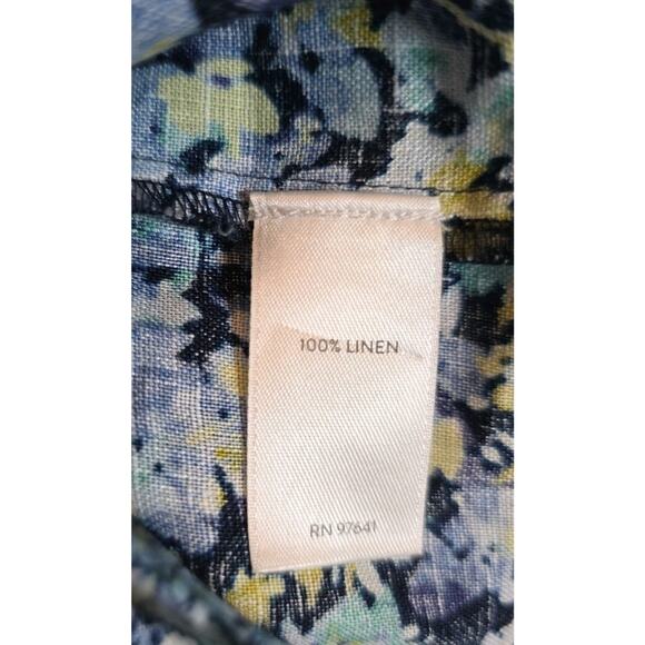 J. Jill Women’s S 100% Linen Blue Floral Shift Dress with Pockets Beach Coastal - Picture 9 of 9